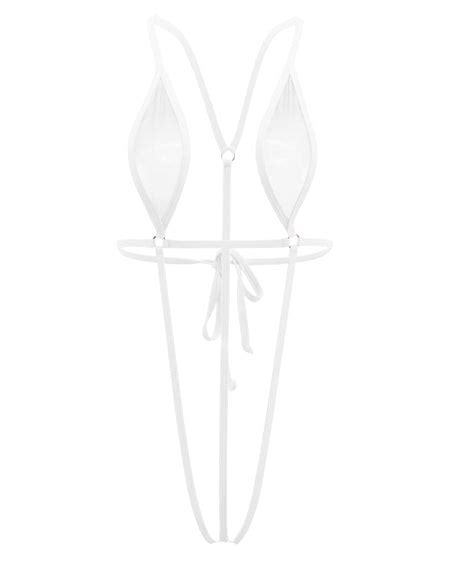 Sherrylo Slingshot Bikini White Sheer Extreme Sling Bikini Mini Micro G String Bikini