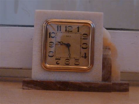Antique Dep Marble Art Deco 1930s French Mantle Clock