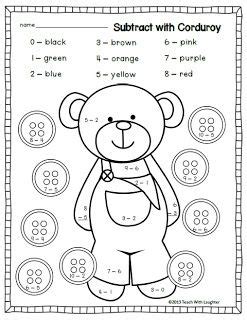 Index by activity subtraction worksheets available on this site. Corduroy Subtraction Freebie (With images) | Subtraction ...