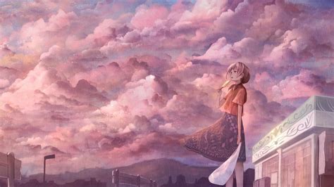 🥇 Clouds Scenic Original Characters Sky Bou Sakimori Wallpaper 37266