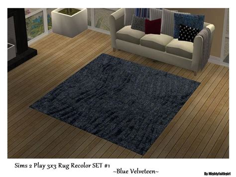 S Sims 2 Play 3x3 Rug Recolor Set 1 Blue Velveteen