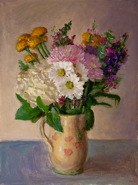 Still Life Painting Of Flowers In A Vase