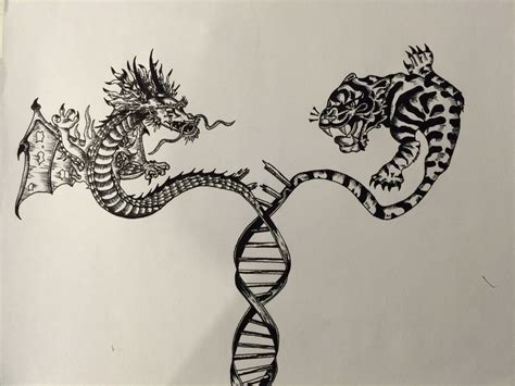 Brother in arms, this is the message of the tattoo inked with helix and flame design. My DNA Double Helix Dragon & Tiger Tattoo Concept | Tattoo ...