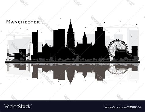 Manchester City Skyline Silhouette With Black Vector Image