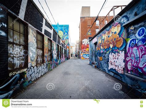 Street Art In Graffiti Alley In The Fashion District Of Toronto