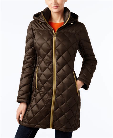 Lyst Michael Kors Hooded Packable Down Diamond Quilted Puffer Coat In