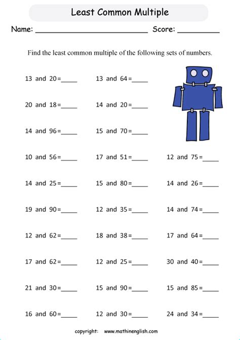 Finding The Lcm Of Two Numbers Worksheets