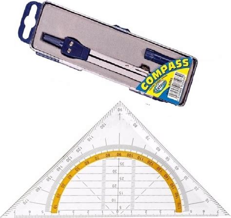 Geodriehoek Met Passer Wiskunde School Set Wiskunde Rekenen Benodigdheden Bol