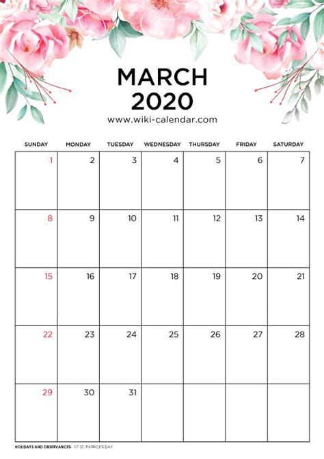 printable  floral calendar ezhemesyachnye