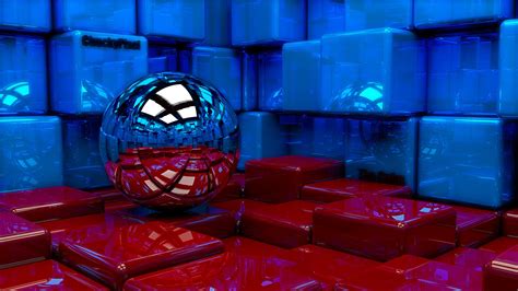 Download Wallpaper 3840x2160 Ball Cubes Metal Blue Red Reflection