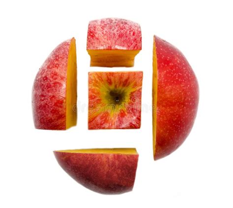 Combination Of Five Red Apple Slices Stock Image Image Of Fruit