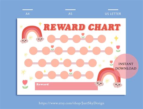 Rainbow Chore Chart Rainbow Reward Chart Behavior Chart Etsy Reward