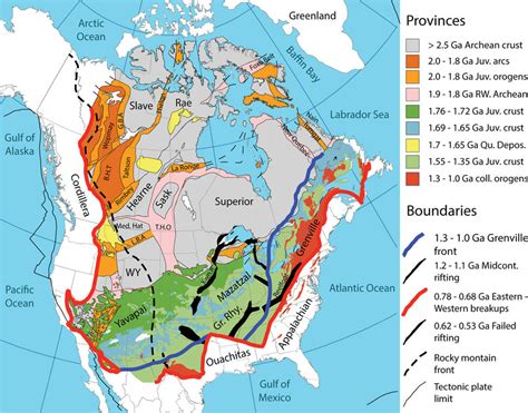 Large Scale Precambrian Architecture Of North America Modified From