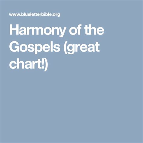 Harmony Of The Gospels Chart