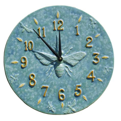 Honeybee Ceramic Wall Clock In Turquoise Glaze By Beth Sherman Ceramic