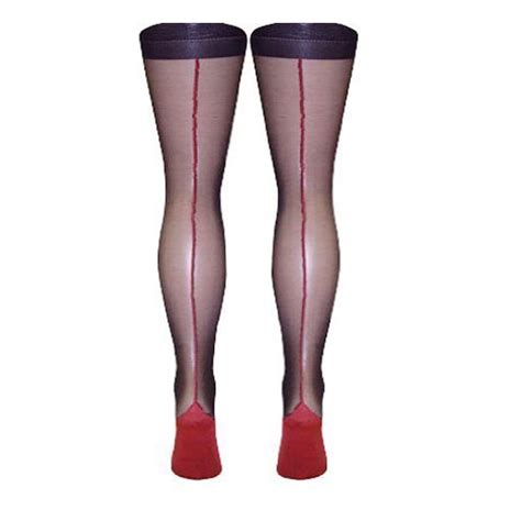 Black With Red Seams Stiletto Heel Seamed Stockings One Size Amazon