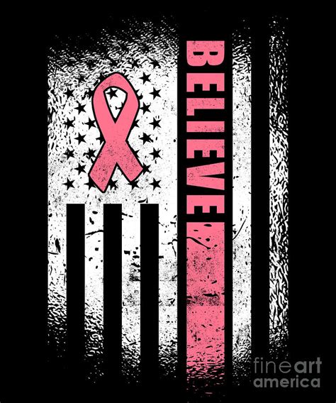 Breast Cancer Believe Breast Cancer Awareness American Flag Digital Art