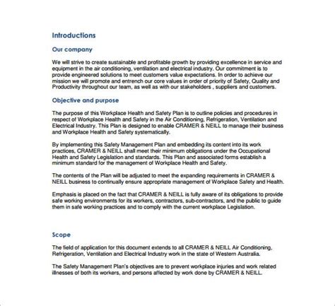 8.17 working over or near water 8.18 pile driving 9. 15+ Health And Safety Plan Templates | MS Word, Excel & PDF Formats, Samples, Examples, Designs