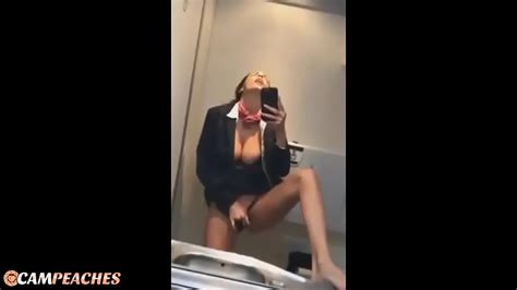 Campeaches Andmust Seeand Hot Stewardess Live On Public Plane Flight Masturbating Nude