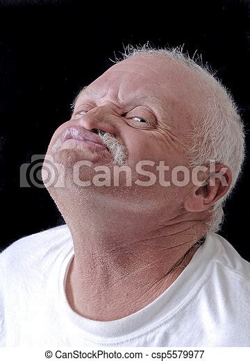 Old Man With A Funny Face On A Black Background Canstock