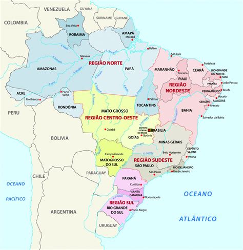 Mapa Político Do Brasil Com Estados Capitais E Principais