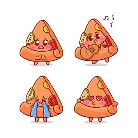 Premium Vector Cute And Kawaii Pizza Isolated On White