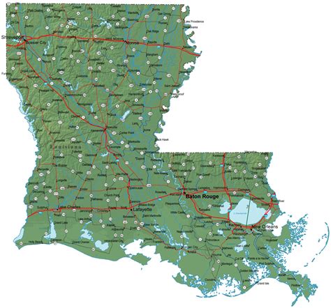 Detailed Louisiana Map La Terrain Map