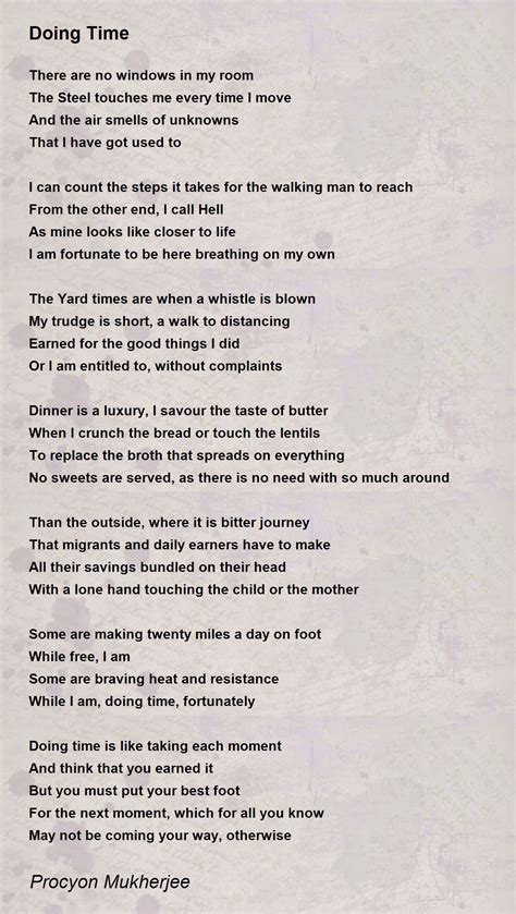 Doing Time Doing Time Poem By Procyon Mukherjee