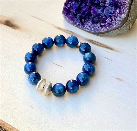 Genuine Blue Kyanite Bracelet Natural Kyanite Beaded Etsy