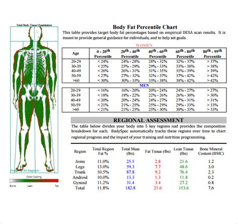 Printable Body Fat Chart Forms And Templates Fillable Samples In My