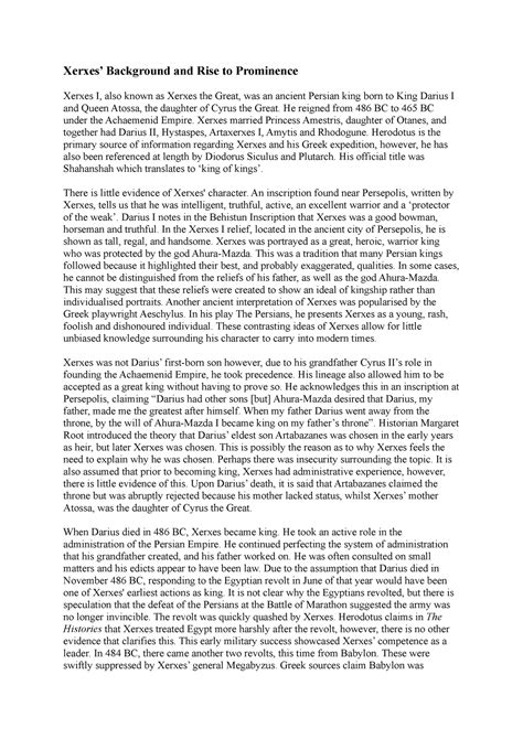Xerxes Background and Rise to Prominence - Xerxes’ Background and Rise