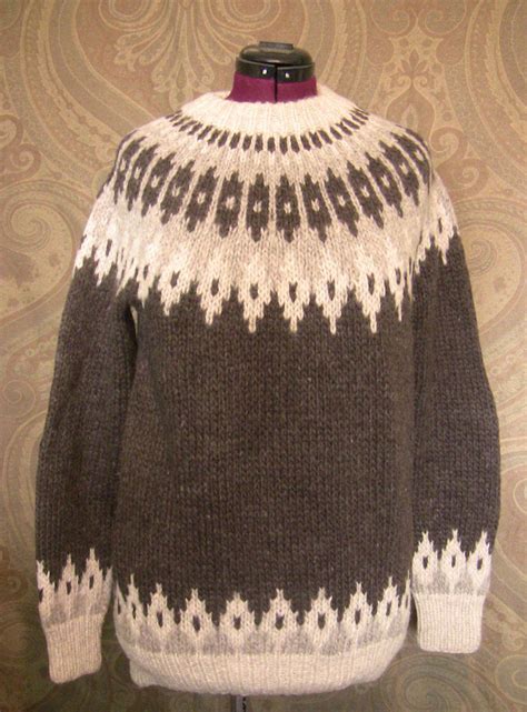 Vintage Traditional Handmade Icelandic Sweater By Viking Mens Xl Art