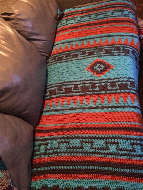 I Just Completed Crocheting This Aztec Style Burnt Orange Turquoise