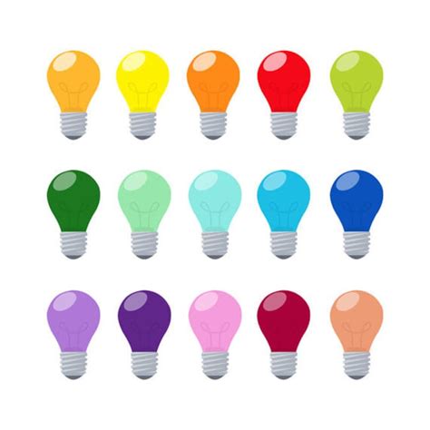 Light Bulb Set Electric Colorful Idea Bright Energy Illustration