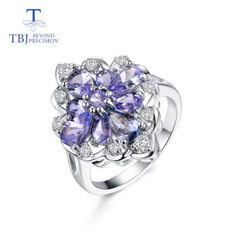 Tbjtanzanite Ring Natural Gemstone In 925 Sterling Silver Luxury Shiny