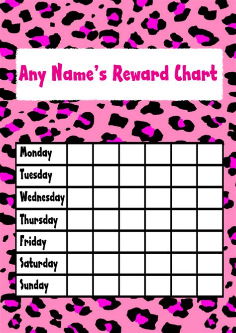 Pink Leopard Print Star Sticker Reward Chart The Card Zoo