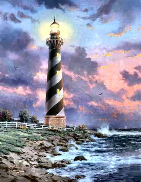 Cape Hatteras Light By Thomas Kinkade Thomas Kinkade Paintings Kinkade Paintings Lighthouse