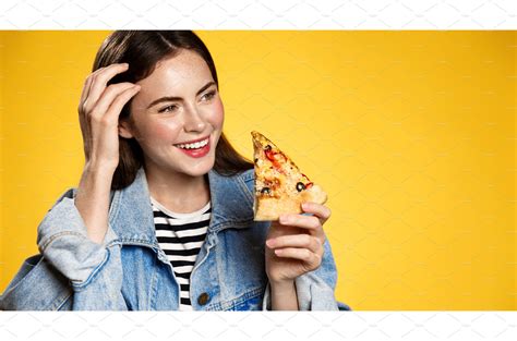 Image Of Girl Smiling While Biting Food Images ~ Creative Market