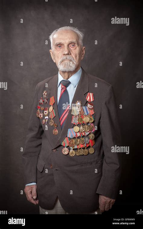 Portrait Of A War Veteran Elderly People Who Have Passed The Second