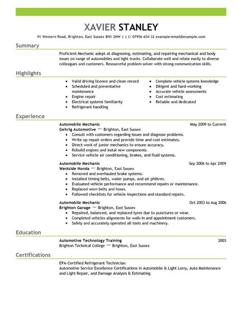 Best Mechanic Resume Example Livecareer