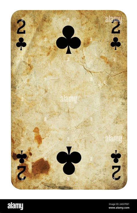 Two Of Clubs Vintage Playing Card Isolated On White Clipping Path