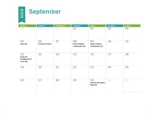 Meetings of progression & award boards & graduate training award board. MS Excel Academic Calendar Template 2016-2017 | Word ...