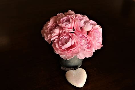 Pink Peonies On Black With Heart Free Stock Photo Public Domain Pictures