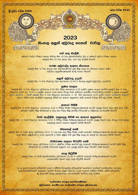 Sinhala And Tamil New Year Avurudu Nakath Litha 2023