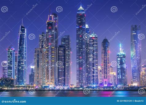 Dubai Marina Bay View From Palm Jumeirah Uae Editorial Stock Image