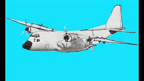 How To Draw An Airplane C130 Hercules Youtube