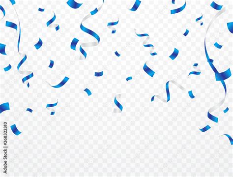 Blue Confetti Background That Is Falling On A Transparent Background
