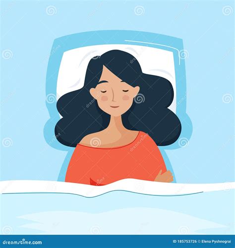 Woman Sleep In Bed Stock Vector Illustration Of Bedtime 185753726
