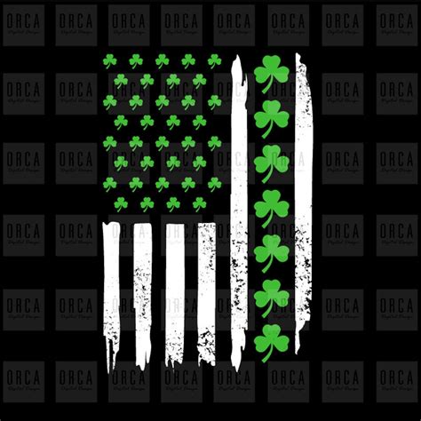 Saint Patricks Day Usa Flag Shamrock Clover Svg Saint Etsy