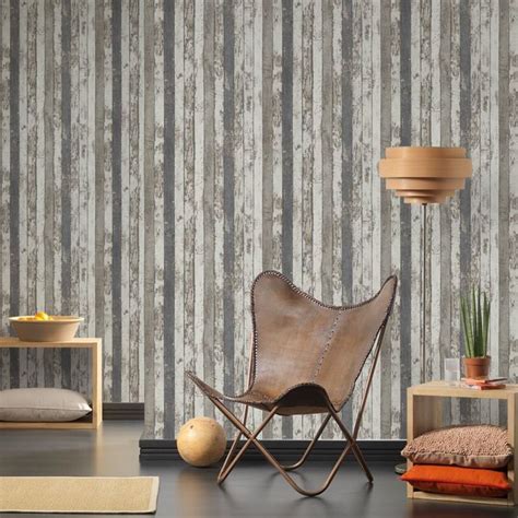 Wood Effect Wallpaper Panels White Washed Distressed Logs Planks Rustic